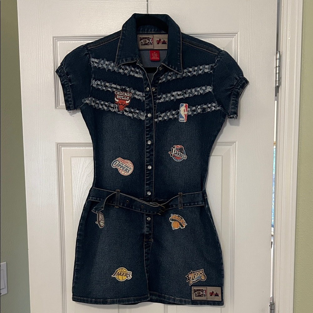 Vintage 90's Hardwood Classics NBA Patch Denim Dress